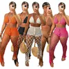 Tvådelt klänning 2022 Sexig tjej ihålig kostym Sexiga kvinnor kläder ihåliga utesgen strand fisknät hand virkning mode kostym T230113