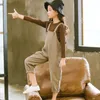 Clothing Sets Kids Clothes Solid T Shirts & Jumpsuit Teenage Girls O-Neck Fall Streetwear 6 8 10 12 14