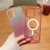 Gradient Glitter Wireless Charging Magnetic For Magsafe Case For iPhone 15 14 13 12 11 Pro Plus Max Cushion Acrylic Bumper Cover