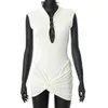 Robe de deux pièces Echoine solide broche col en v sans manches body mini jupe deux pièces ensemble sexy blanc robe de soirée costume femmes tenues été T230113