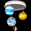 Pendant Lamps Modern Children's Planet Chandelier Astronaut Creative Boys And Girls Room Lamp Space Bedroom Decor Light Fixtures