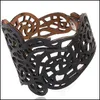 Charm Bracelets Charme Vintage Hollow -out -Manschettenarmband -Armreifen Designer Bijoux für Frauen verstellbare Leder -Drop -Lieferung Schmuck Dhuph