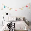 Figuritas decorativas Ins para habitación de bebé de niños, colgante de cuentas de madera con borlas, decoración de madera tejida hecha a mano, guirnalda de estrellas para ventana de dormitorio