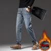 Men's Jeans Winter Men Fleece Warm Classic Style Business Casual Regular Fit Thicken Stretch Denim Pants Male Brand Trousers 230113