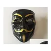 Party Masks Wholesale 100Pcs Halloween Mask With Gold Eyeliner V For Vendetta Guy Fawkes Costume Dhs Fedex Drop Delivery Home Garden Dhtti