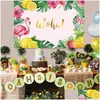 Dekoracja imprezy Summer Pink Flamingo Decor Balon Banner Tropical Hawaiian Birthday Matering Luau Aloha Drop dostawa dom Dhszo Dhszo