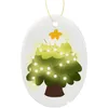 Parti dekorasyon süblimasyon boş seramik süs oval 3.3 inç beyaz, Noel ağacı dekor DIY perso dhbu6 işçiliği için altın ip ile