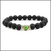 Perlenketten Black Lava Rock 8mm Perlen Chakra für Männer Frauen Schmuck Reiki Gebetsstein Yoga Armband Drop Lieferung Anhänger Dh9R3