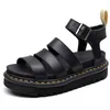 Sandaler 2023 Summer Women's Shoes Flat Platform Roman Style Female Leather Casual Open Toe Gladiator Wedges Ladies