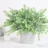 Decorative Flowers & Wreaths 3 Pcs 5 Forks Plastic Plants For Scrapbooking Artificial Grass Home Wedding Decoration Fake Plant Decor