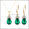 Oorbellen ketting feest sieraden set waterdruppel en American Fashion Gold Series Justy Sets bruidsmeisje levering DHQG4