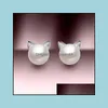 Charm Fashion Cute Cat Ears Pearl Stud Earrings Exquisite Jewelry Gifts Womens Party Drop Delivery Dhg41