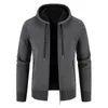 Herrtröjor 2023 Autumn Winter Zip Up Cardigan Men's Coat Knit Jacket Löst sammet tröja Casual Designer Clothing 21Q2421