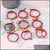 Hair Rubber Bands Chinese Style Women Girls Cute Ponytail Holder Rope Lucky Red Charm Bracelet Accessories Elastic Drop Delivery Jew Dh8Ut