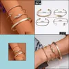 Bangle 4 Pcs/Set Punk Gold Bracelet Set Bohemian Geometric Jewelry Girl Party Gift Drop Delivery Bracelets Dhlwm