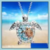 Pendentif Colliers Collier décontracté pour femmes Zircon Charm Beach Turtle Sliver Rose Gold Unique Bijoux Cadeau Drop Livraison Pendentifs Otuyp