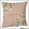 Cushion/Decorative Pillow 45X45Cm Luxury Vintage Decorative Cushion Er Floral Pillows Case For Car Sofa Decor Pillowcase Home Ers Dr Otpwd