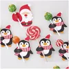 Decoração de festa 50pcs/lote desenhos animados Santa Claus PAPEL Lollipop Pacote Diy Pacote Decoração de Natal FY3992 Drop Delivery Home Gard Dhuvt