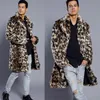 Men's Fur & Faux Mens Leopard Coat Winter Outwear Thick Men Casual Parka Jackets Long Leather Warm Overcoats Genuine Brand Clothing