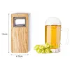 Ouvre-bouteille de bière en bois Ouvre-bouteille Poignée en bois Tire-bouchon Barre carrée en acier inoxydable Accessoires de cuisine Cadeau de fête Livraison rapide Dhn7H