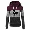 Hoodies للنساء من النوع الثقيل الخريف للنساء حب الحصان طباعة لصق قميص القطن غير الرسمي شارع شارع غطاء محرك أقصى ملابس S-4XL