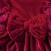 Filles robes filles robe en dentelle rouge velours enfants princesse style classique pour enfants de fête avec bowknot