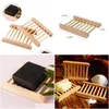 Soap Dishes Natural Wooden Tray Holder Bath Storage Box Plate Container Household Shower Bathroom Accessories Drop Delivery Home Gard Dhok5