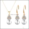 Oorbellen ketting feest sieraden set waterdruppel en American Fashion Gold Series Justy Sets bruidsmeisje levering DHQG4