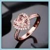 Met zijstenen hartringen voor vrouwen bruiloft verloving bruids sieraden kubieke zirkonia stenen elegante ros￩gouden sier ring drop dh0j3