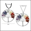 Pendentif Colliers Naturel Pierre Concassée Cristaux De Guérison Quartz Arbre De Vie 7 Chakras Pierres Précieuses Bijoux Faits À La Main Mères Fête Des Pères Dhe84