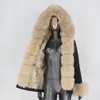 Women's Fur & Faux CXFS 2023 Waterproof Short Parka Real Coat Winter Jacket Women Natural Raccoon Collar Hood Thick Warm Detachable