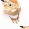 Charm Bracelets Fashion Heart Pendant Gold Color Fine Bangles Ferris Wheel Beads Bracelet For Women Jewelry Gift Drop Delivery Otjqf