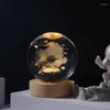 Nattlampor 3D snidad kristallljus glödande planetary boll sovrum skrivbord säng dekorativa ornament julklapplampa