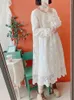 Casual Dresses Autumn 2023 Japanese Sweet Round Neck Long Sleeve Loose Embroidered Lace Bottomed Women's Dress