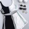 Vestido de dos piezas Casual Cordón Biker Shorts Conjuntos Mujeres Ropa deportiva Halter Crop Top Shorts Summer Athleisure Trajes Sólido Conjunto de dos piezas T230113