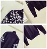 Kvinnors tröjor Kvinnor Flowery Embelling Pullovers Fashion Applique Beading Knitwear Black Elasticity Sticking tröja toppar