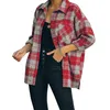 Women's Blouses Women's Flannel Plaid Light Weight Thin Jacket Shirts Raglan Long Sleeve Button Down Chest Pocketed Coats Shacket