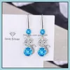 Charme S925 Timbre Sier Plaqué Boucles d'oreilles Tigre Charms Zircon Boucle d'oreille Bijoux Bleu Rose Blanc Brillant Cristal Cerceaux Piercing Pour Femmes Mer Dhhsi