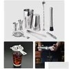 Barwerkzeuge 9 Teile/satz Edelstahl Cocktail Shaker Mixer Getränk Barkeeper Browser Kit Bars Set Professionelle LZ0946 Drop Lieferung nach Hause Dh3UK