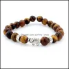 Pulseira de elefante frisada pedra natural pulseira de ioga para mulheres e homens joias charmosas pulseiras elásticas feitas à mão drop delivery Othay