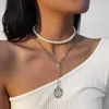 Pendanthalsband kmvexo punk imitation pärla pärlkedja choker halsband krage 2023 bana kristall humanoid för kvinnor smycken