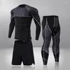 Tute da uomo Collant fitness da uomo Manica lunga Tuta sportiva ad asciugatura rapida Allenamento Abbigliamento da jogging T-shirt da corsa a compressione Pantaloni