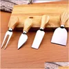 Сырные инструменты 4 шт./Сет -нож набор из нержавеющей стали деревянная ручка для масла