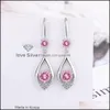 Charme S925 Timbre Sier Boucles D'oreilles Charmes Bleu Rose Blanc Zircon Boucle D'oreille Bijoux Brillant Cristal Gland Cerceaux Piercing Pour Les Femmes De Mariage P Dhdwo