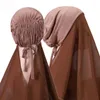 Vêtements ethniques Malaisie Mousseline Hijab Écharpe Avec Bandage Antidérapant Femmes Musulmanes Respirant Islam Long Châle Bandeau Mode Turban Headwrap