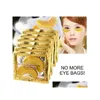 Makeup Tools Black Eyes Mask Skin Care Masker Gold Collagen Desalinates Fine Line Ta bort mörka cirklar Antiwrinkle släta torra linjer Dhoxj
