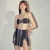 Łańcuchy długi naszyjnik z frędzlami z frędzlami łańcuch nad kryształką biżuterię Kobiety Choker bikini uprawy pokrycia seksowna kryształowa przylądek 1