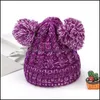 Andere huizen textielmode warme gebreide bonen hoeden meisjes zachte dubbele ballen herfst winter thermische breien hoed buiten baby pompom ski c dhz5n