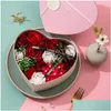 Couronnes de fleurs décoratives Saint Valentin Savon Fleur en forme de coeur Rose et boîte Bouquet Décoration de mariage Cadeau Festival Cadeaux Fy35 Dhvtx