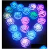 Decorazione per feste Colore variabile Led Fiore di rosa Luci di candela Senza fumo Rose senza fiamma Love Lamp Light Up Battery Table Regalo per la casa Dhh1Y